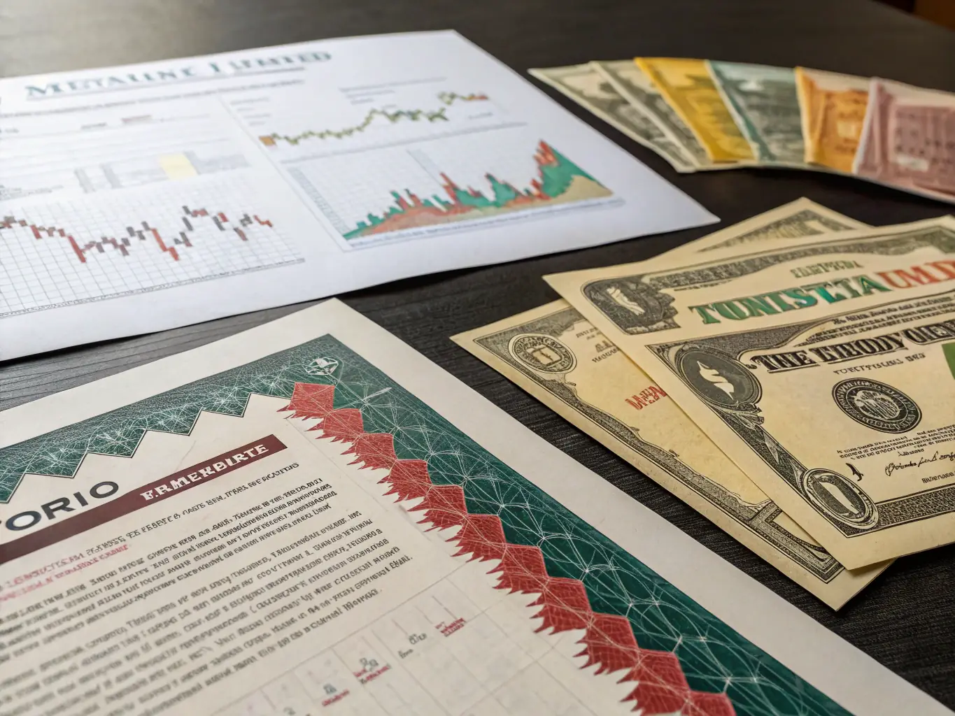 A diverse portfolio represented by a collage of various investment assets such as stocks, bonds, real estate, and commodities, symbolizing a well-balanced and diversified investment strategy.